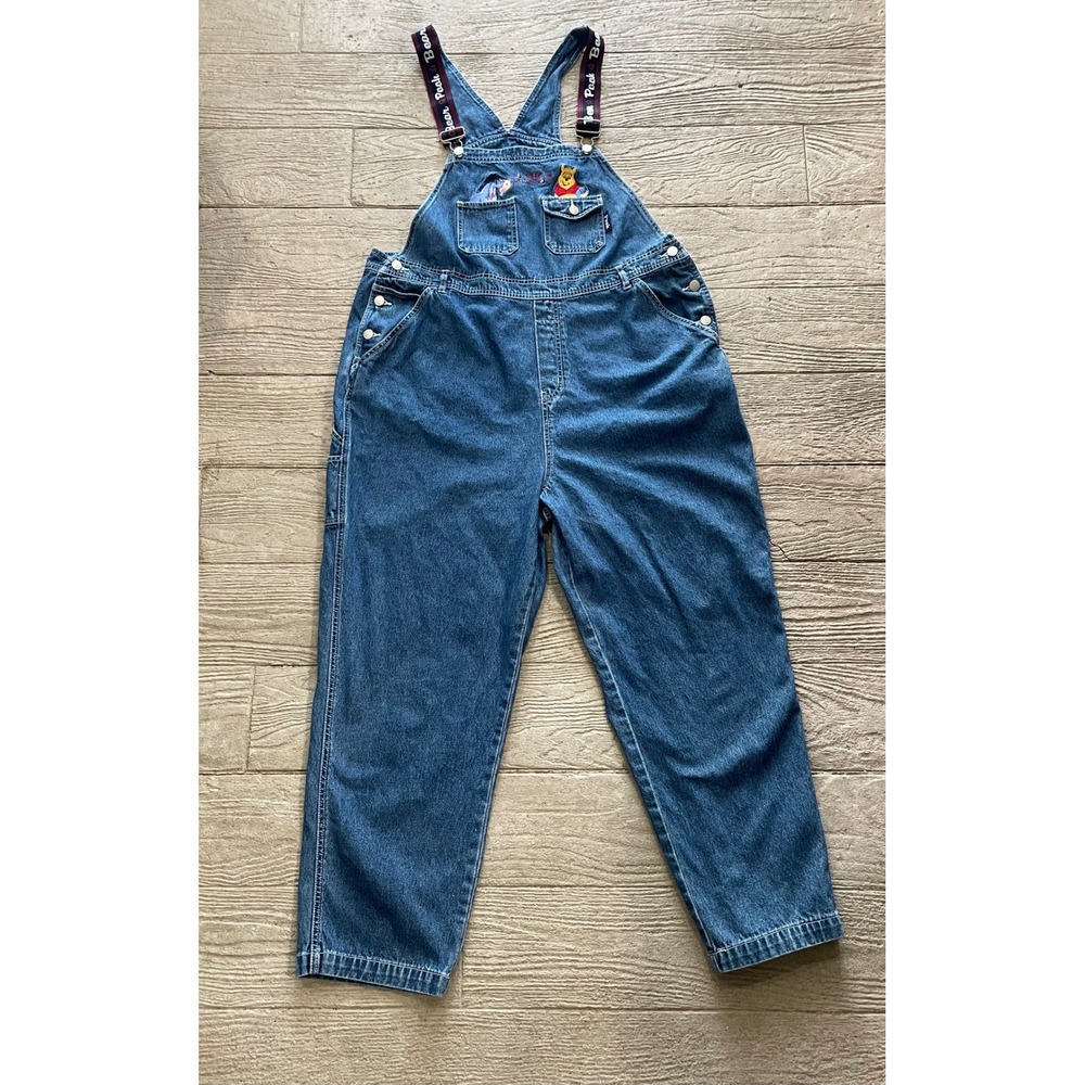 Vtg 90s Disney Pooh Denim Overalls 18/20W Cartoon Character stitched Women plus